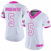 Women Nike Jets 5 Teddy Bridgewater White Pink Rush Fashion Limited Jersey Dzhi,baseball caps,new era cap wholesale,wholesale hats